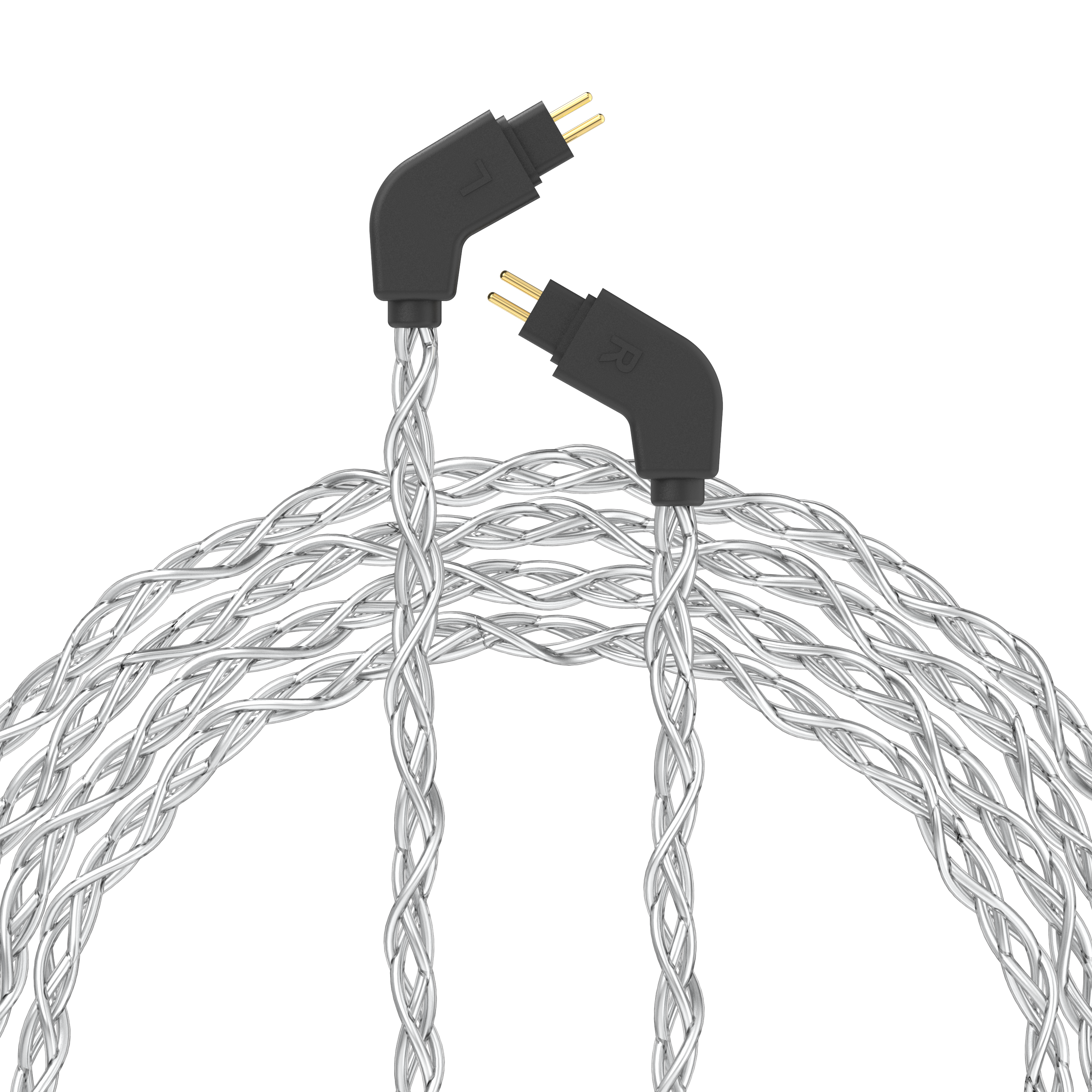 Post-Split 2-Pin IEM Connectors with Silver Braided Cable