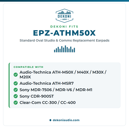 Standard Size Oval Replacement Earpads for Studio Monitor Headphones and Communication Headsets - Audio Technica, Sony, and More